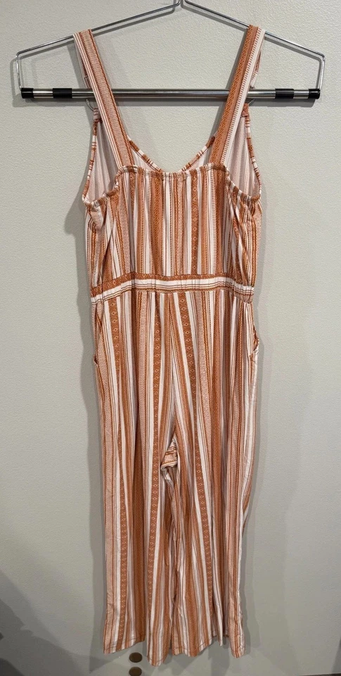 Mono Derek Corazón Para Mujer XL Marrón Blanco Rayas Corbata Cintura Correas Ajustables Foto 2 de 4