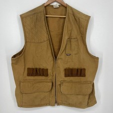 Walls Vintage Mens 2XL Hunting Vest Duck Canvas Brown Quilted Shell Loops USA