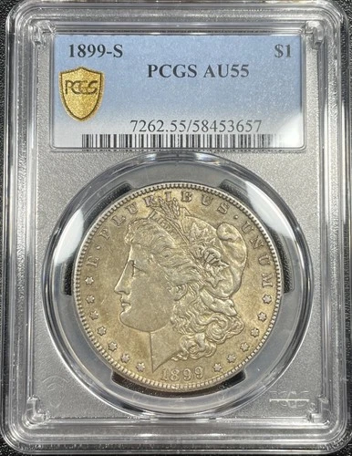 1899-S Morgan Silver Dollar $1 PCGS AU55 With Some Toning
