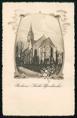 AK mit Blumendekor - katholische Pfarrkirche St. Stephanus - in Beckum Westfalen