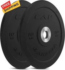 CAP Barbell Rubber Olympic Bumper Plate | Multiple 10lbs - Pair, Black 