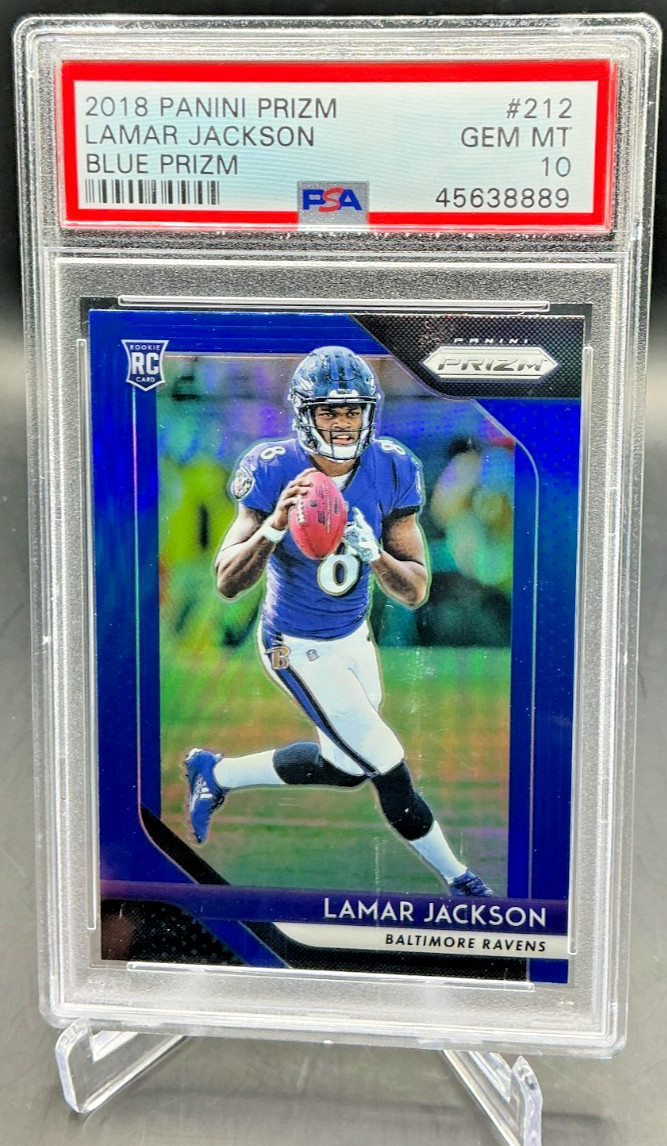 PSA 10 - 2018 Panini Prizm LAMAR JACKSON RC Blue Prizm SSP #212