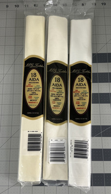 Lot of 3 Cross Stitch Fabrics, 15'' x 18'' 1 White, 1 Ivory, 1 Off White, Aida 18