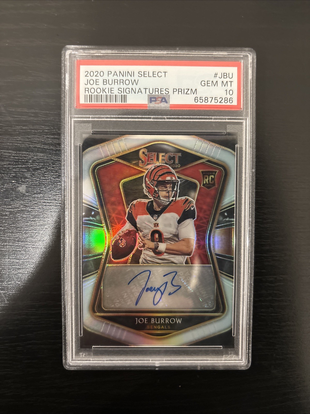 2020 Select Joe Burrow #JBU Rookie Signatures Auto Silver #d /49 - PSA 10