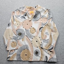Ruby Rd Women's Large Yellow Floral Long Sleeve Tops