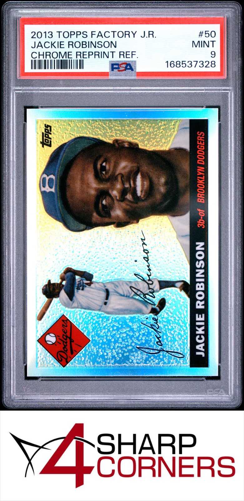 2013 TOPPS JACKIE ROBINSON CHROME REPRINT REFRACTOR #50 HOF PSA 9 view 1