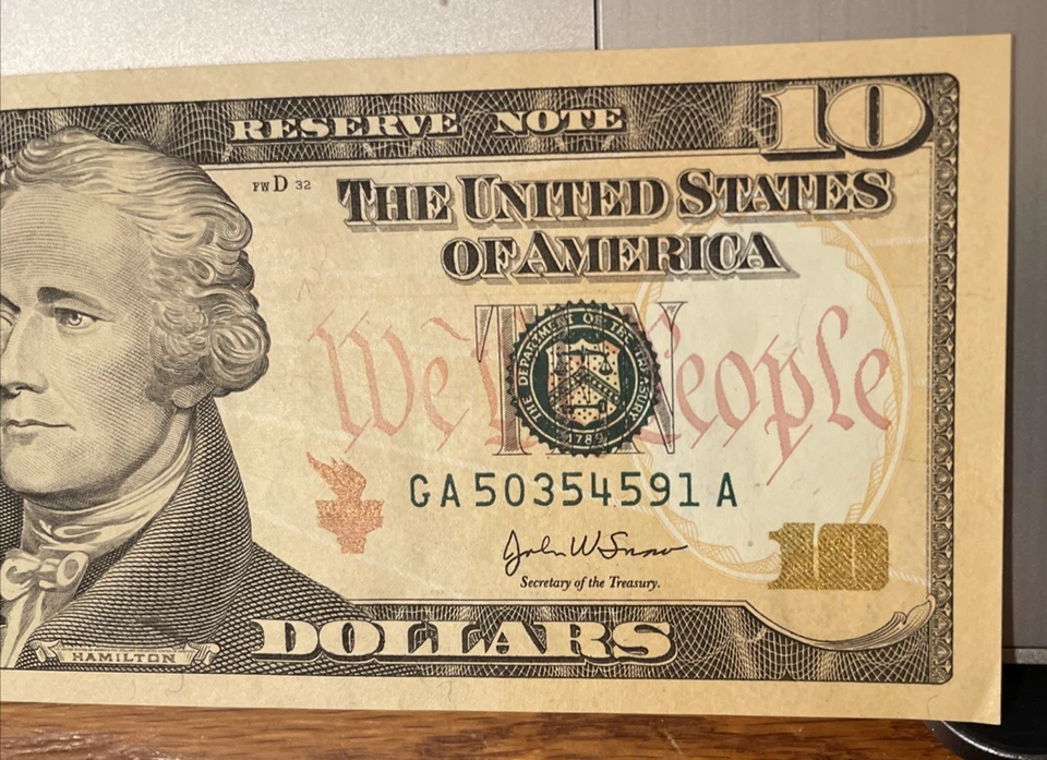 2004 uncicularted US $10 bill (Boston Federal Reserve) - Image 3 of 4