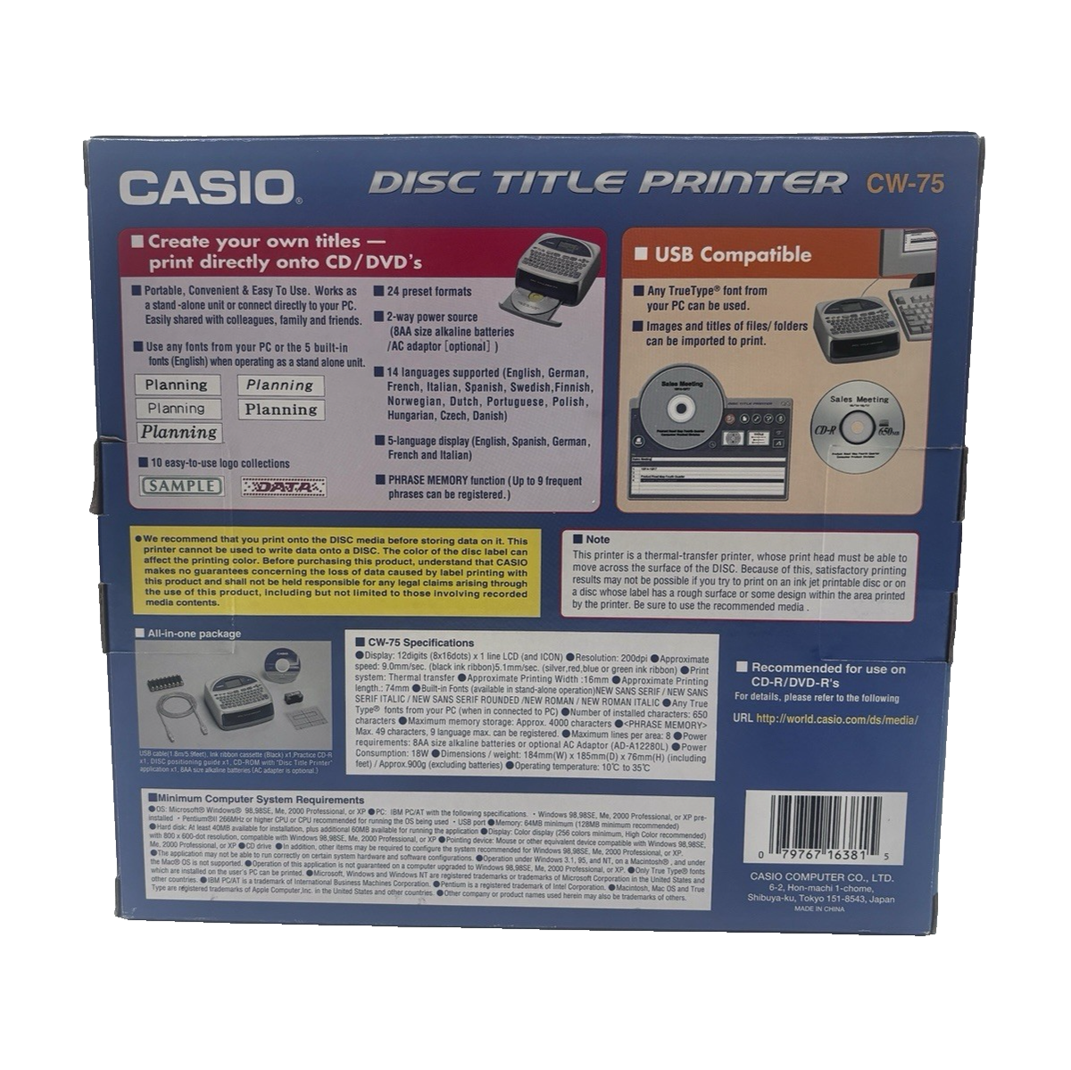 オフィス用品 CASIO DISC TITLE PRINTER Amazon.com : Casio CW-K85 Disc Title Printer with Keyboard