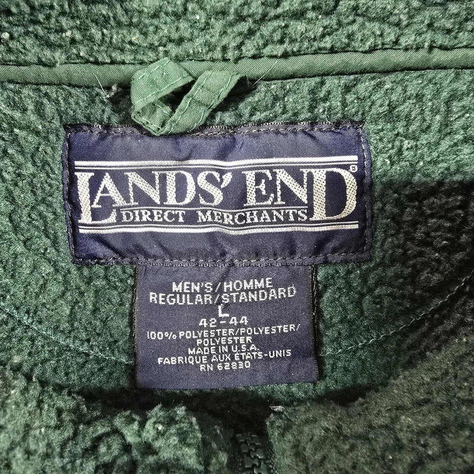 Chaqueta De Colección Lands' End Para Hombre Grande Verde Polartec Vellón Cremallera Completa Hecha en EE. UU. 90s Foto 3 de 4