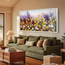 Ardemy Flower Wall Art Canvas Living Room Daisy Colorful Large Framed Wall De...