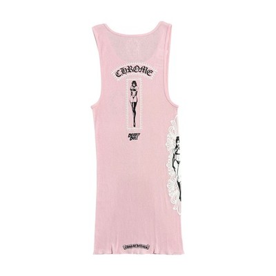 Chrome Hearts x Deadly Doll Cross Logo Tank Top Pink Black Multi
