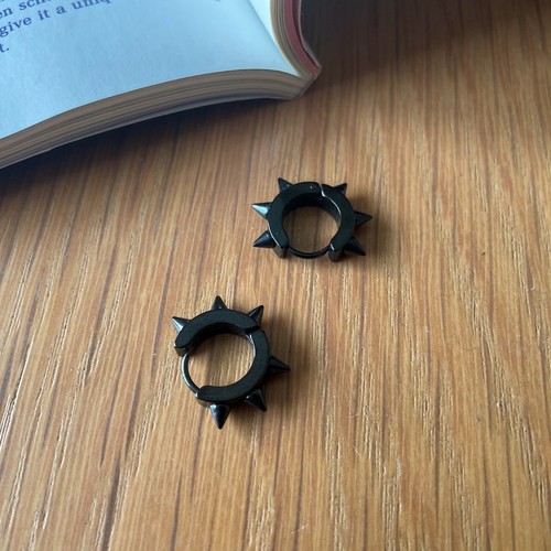 Zense - Black Punk and Gothic Spike Earrings ZE0074 - Picture 2 of 7