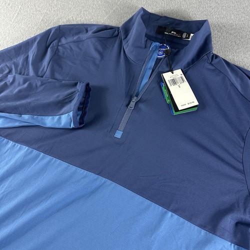 RLX Ralph Lauren Sweater Mens Large Blue 1/4 Zip Pullover Golf Wicking NEW - 第 1/10 張圖片
