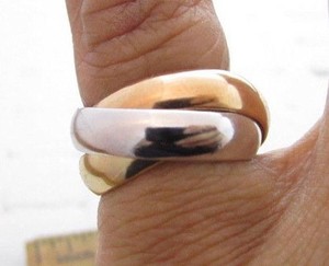 Authentic Vintage Tri-Color Trinity Rolling Band Ring *Yellow,White,Rose Gold Plated ESPO