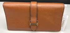 FOSSIL EMERY LG SNAP BIFOLD Wallet Women's Medium Brown Leather $100 NEW