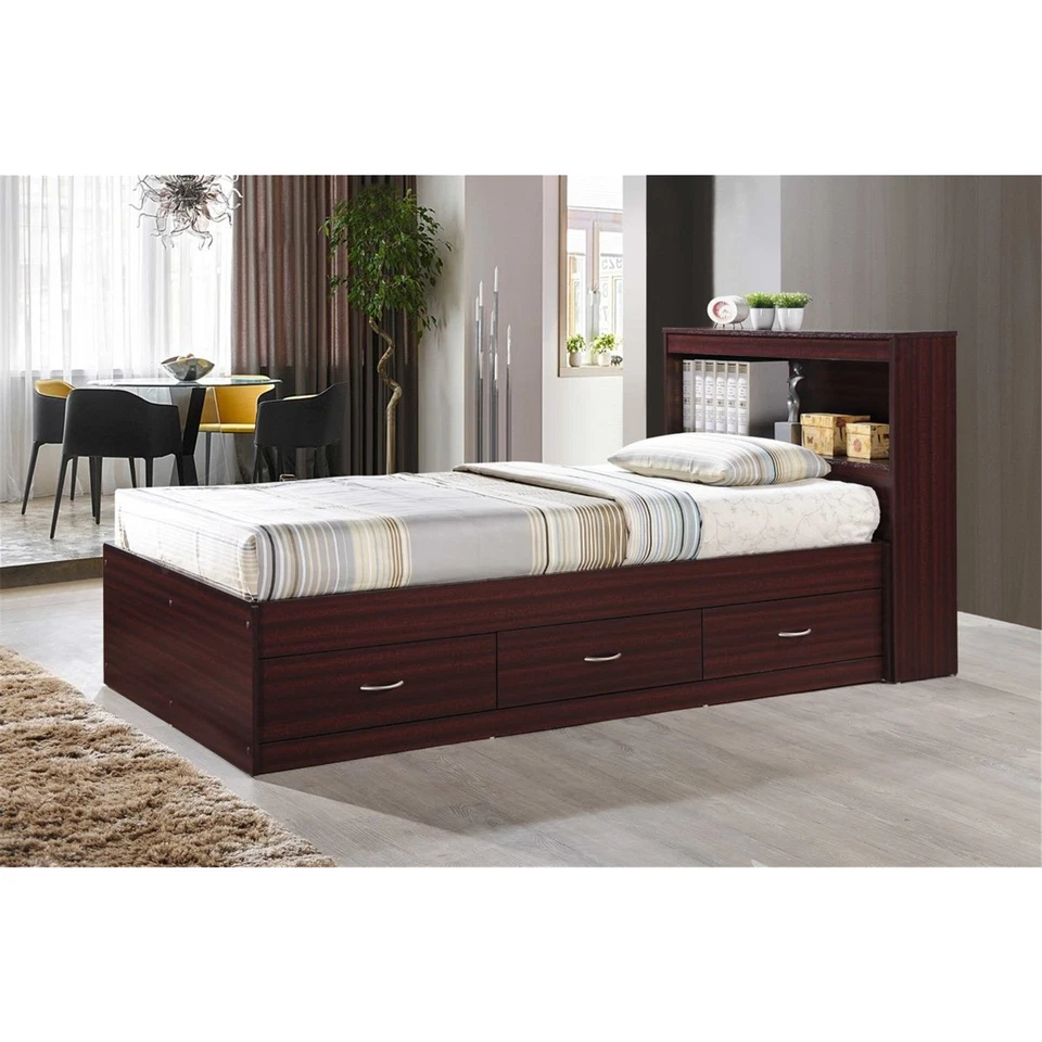 Cama Capitán Hodedah Doble Tamaño con 3 Cajones y Cabecero en Caoba Foto 3 de 4