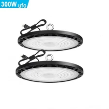 2 Pack 300W UFO Led High Bay Light Warehouse Factory Commercial Industrial Shop