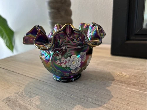 Fenton Ruffled Edge Carnival Glass Vase