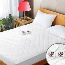 Heated Mattress Pad King Size Quilted Zone Heating Electric Bed Warmer Luxury...