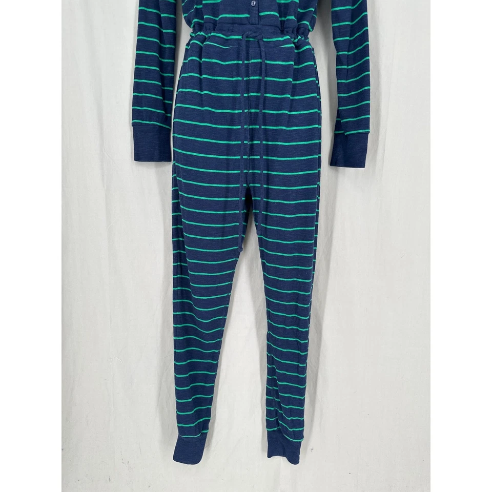 Gap Body Pajamas One Piece Womens Small Navy Blue Striped Jumpsuit Henley - Image 4 of 4