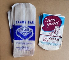 Wholesale Lot 100 Vintage Old 1950s Ice Cream Bags, 2 Different
