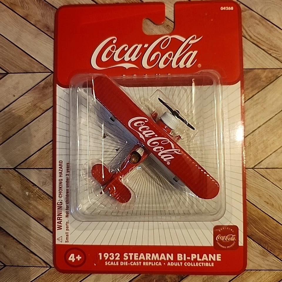 Coca Cola 1932 Stearman Biplane Diecast Replica Plane Coke Collectible - Image 3 of 4