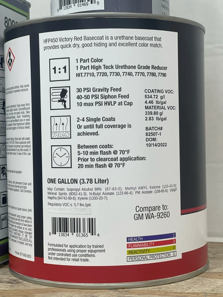 GM / Chevrolet WA9260/u9260/9260 Victory Red Automotive Basecoat paint 1 gallon Foto 3 de 4