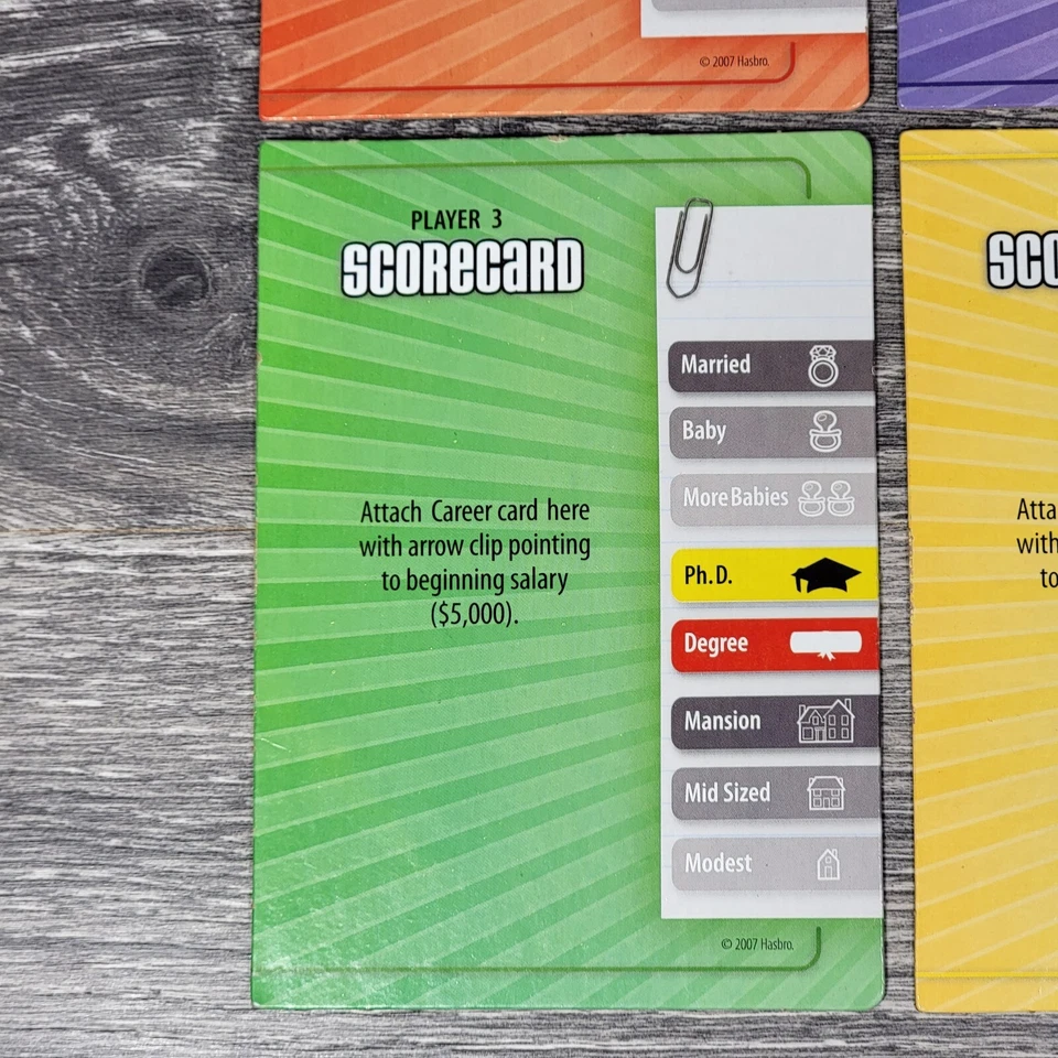 The Game of Life Twist and Turns 4 Scorecards 2007 Replacement Score Cards - Image 4 of 4