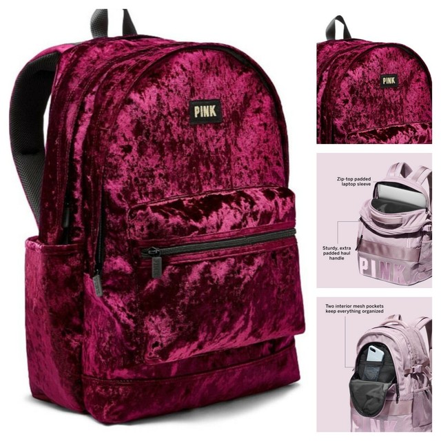 Victoria S Secret Pink Campus Backpack Velvet Ruby Red Bp63 For