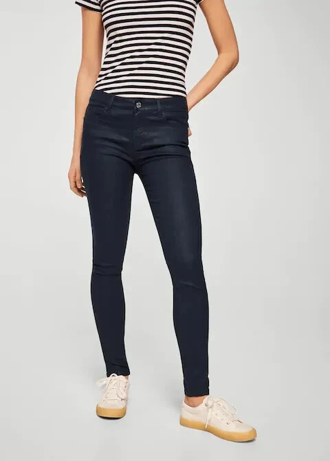 mango skinny fit coated wax jeans | eBay