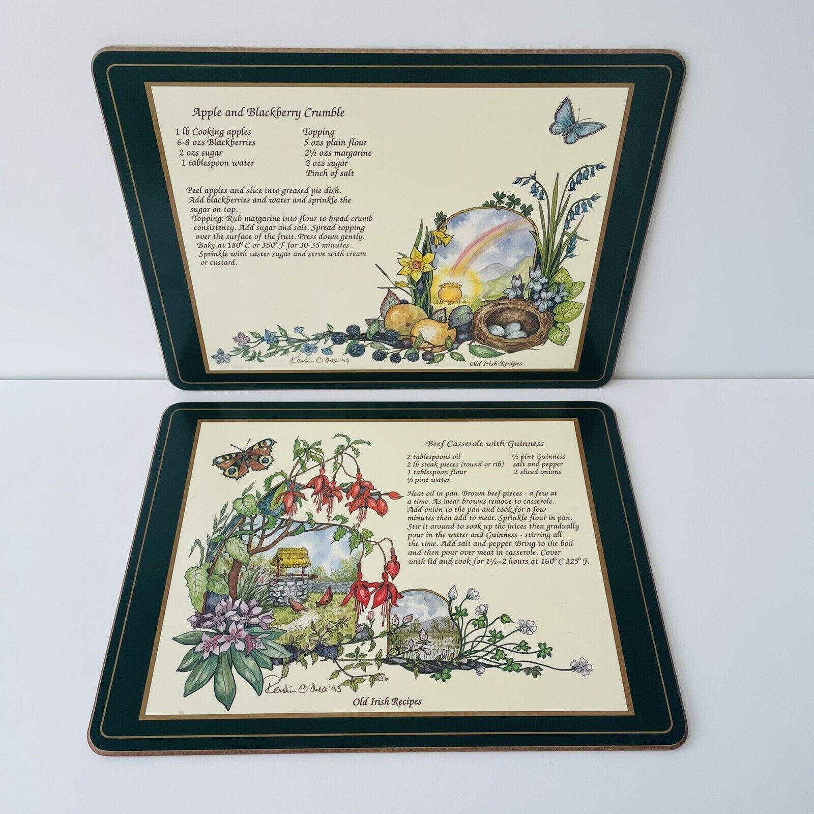 Vintage Pimpernel Placemats Roisin O'shea Old Irish Recipes Cork Back