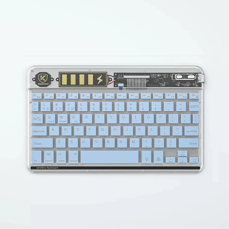 Wireless Bluetooth keyboard Transparent shell Rechargeable Portable ultrathin - Image 2 of 4