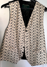 Jedwabna kremowa z czarną kwiatową kamizelką od Favourbrook rozmiar 40 czarna guzik