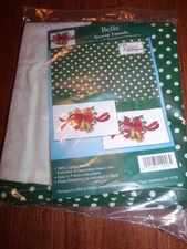 BELLS Polka Dot Tobin Stamped Embroidery Accent Towels 18" x 28" w/Floss