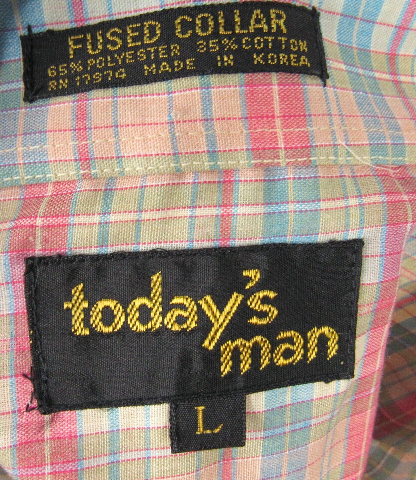 Vintage 80s Today's Man Pastel Multi-Plaid Shirt … - image 4