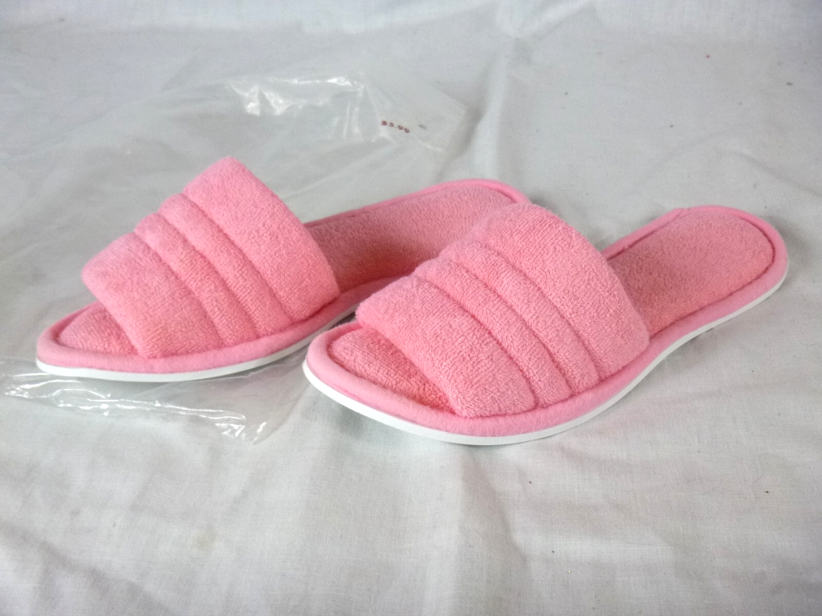 SAOLA NOS Pantofole Vintage Fluff Scuff Terrycloth Suola in Gomma Rosa Taglia M
