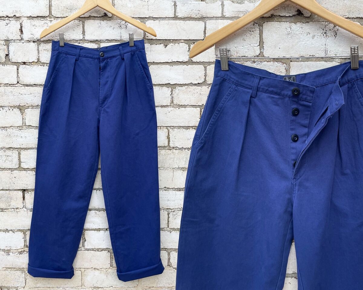 French Work Pants - Straight Leg Trousers - Navy Blue French Work Pants - Straight Leg Trousers - Navy Blue