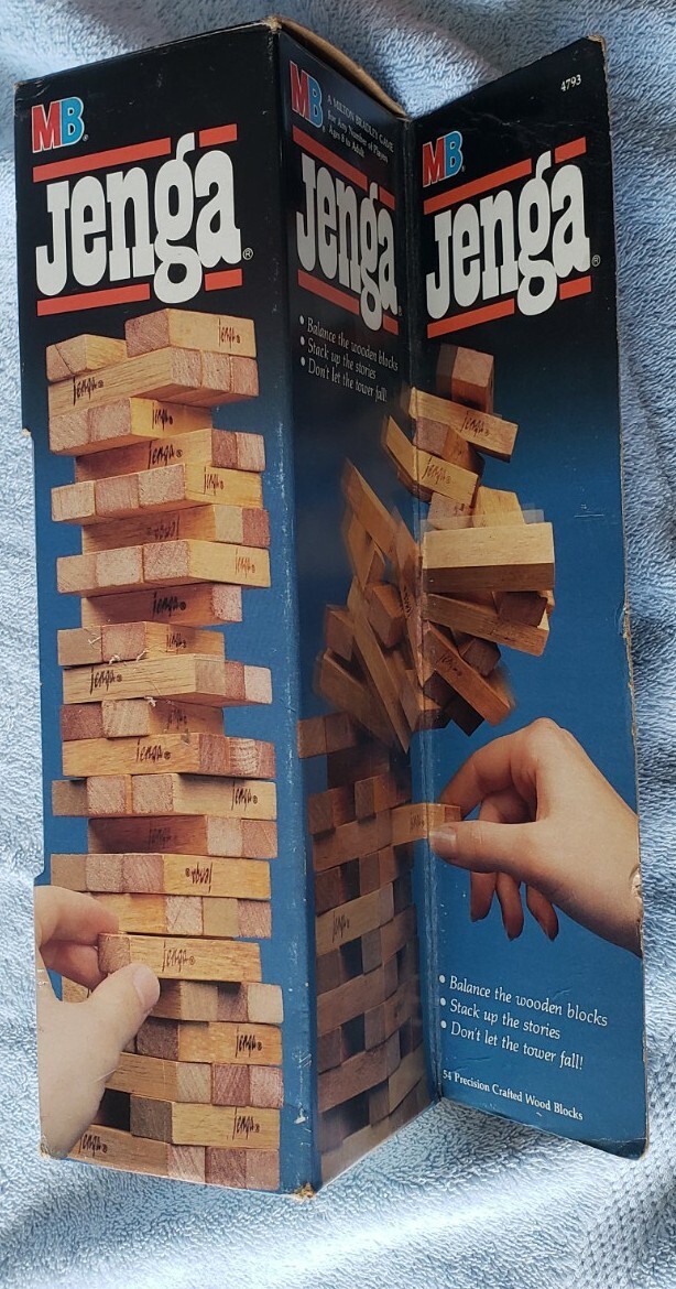 Vintage 1986 Jenga Game Milton Bradley 54 Wood Blocks for sale