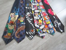 Lot of 6 Assorted Looney Tunes Mania Novelty Neck Ties 1995-97
