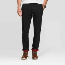 Men's FLANNEL-LINED CHINO PANTS Straight Leg Ebony Goodfellow & Co Various Sizes