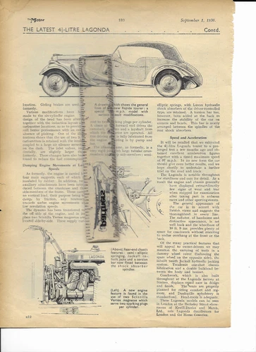 LAGONDA  LG45 RAPIDE, DHC & TOURER  "Motor" original 1936 magazine article. VGC