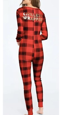 NEW Victoria Secret PINK bling onesie Red Plaid logo one piece