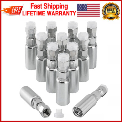 12 Pack 1/4'' Hose x 1/4'' JIC 37° Female Hydraulic Hose End Swivel Crimp Fitting