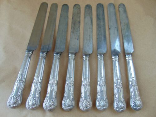 8 VIKTORIANISCHE TISCHMESSER STERLINGSILBER MIT GRIFF KÖNIG 1840