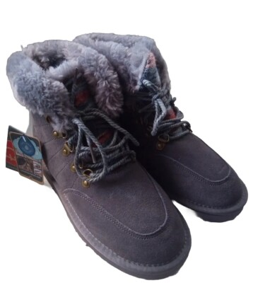 Lamo, Water & Stain Resistant Lace Up Suede Boots, Linden Grey US Size 6, Winter