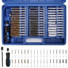 38pcs Industrial Wire Brush Set |1/4" Hex Shank Long Ext. Stainless Steel Nylon