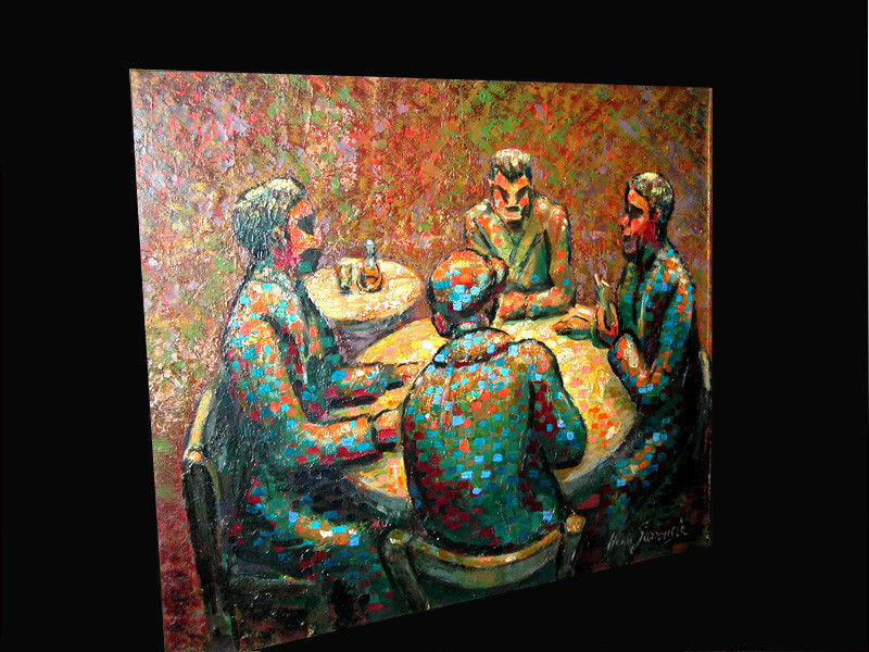 Huile sur Toile de HENRI GARROUSTE (1890 - 1982) signée LES JOUEURS DE