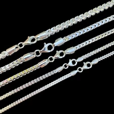 Real Solid 925 Sterling Silver Franco Chain 2-5mm Box Necklace Men Ladies 18-30"