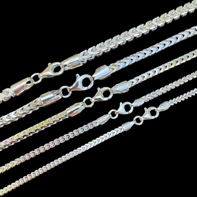 Real Solid 925 Sterling Silver Franco Chain 2-5mm Box Necklace Men Ladies 18-30''