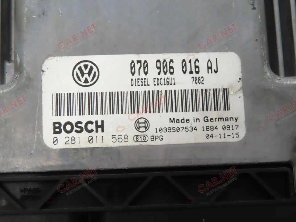 070906016AJ CENTRALINA MOTORE VW TRANSPORTER T5 2.5 TDI 96KW 0281011568 EDC16U1 - Immagine 2 di 4